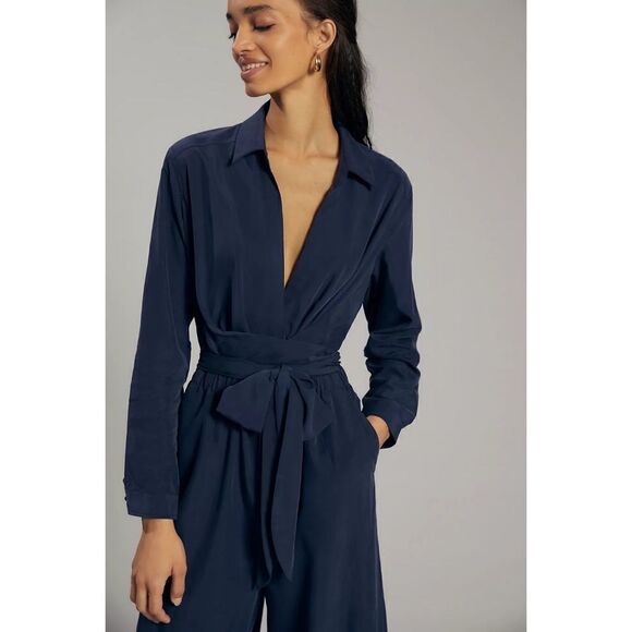 Anthropologie - Cut-Out Wide-Leg Jumpsuit in navy blue - Picture 3 of 7